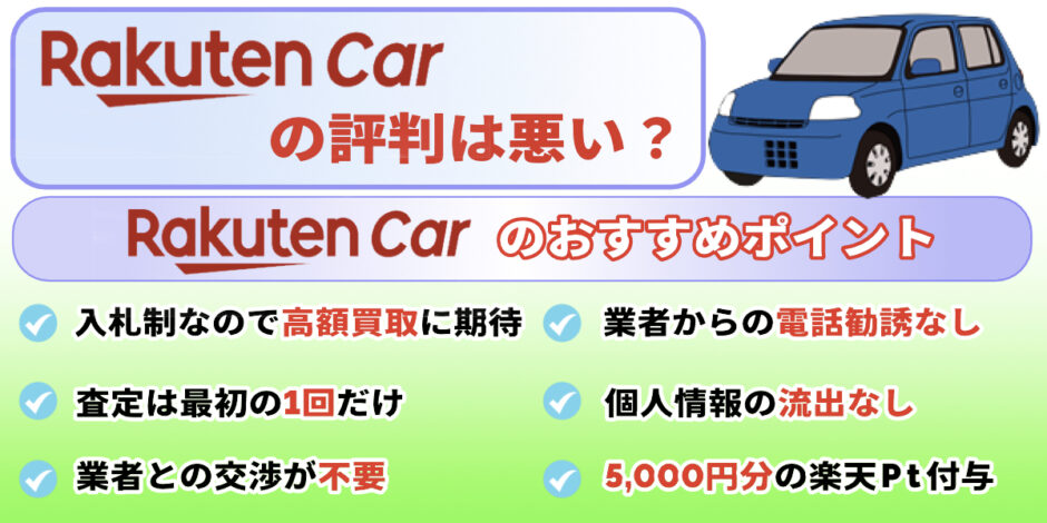 楽天カーオークション　楽天買取　評判　口コミ　おすすめ　メリット