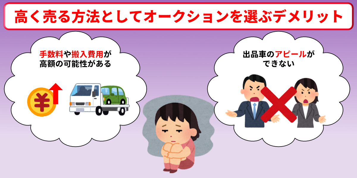 車を高く売る方法　オークション　デメリット