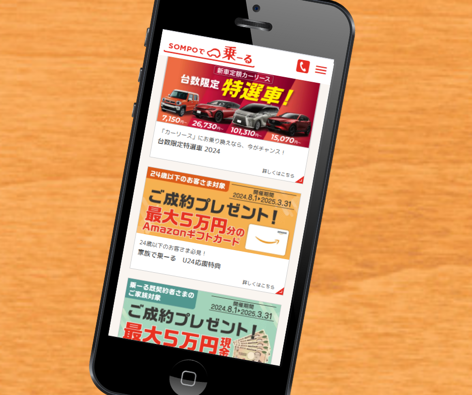 カーリース　高知　おすすめ　SOMPOで乗ーる