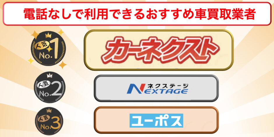 電話なし　おすすめ　車買取　業者