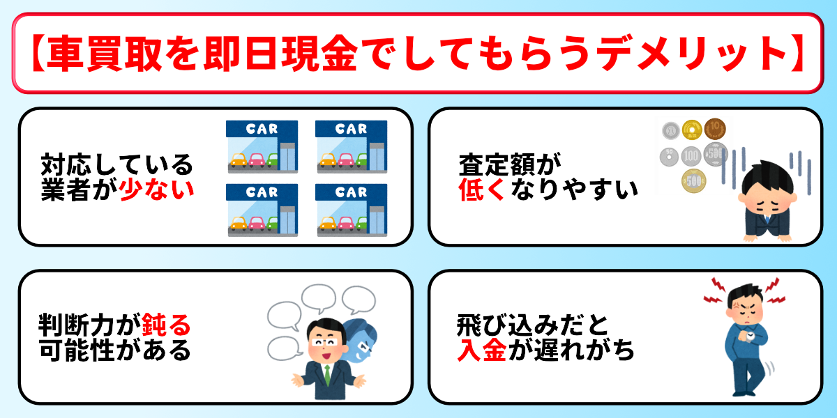 車買取　即金　デメリット