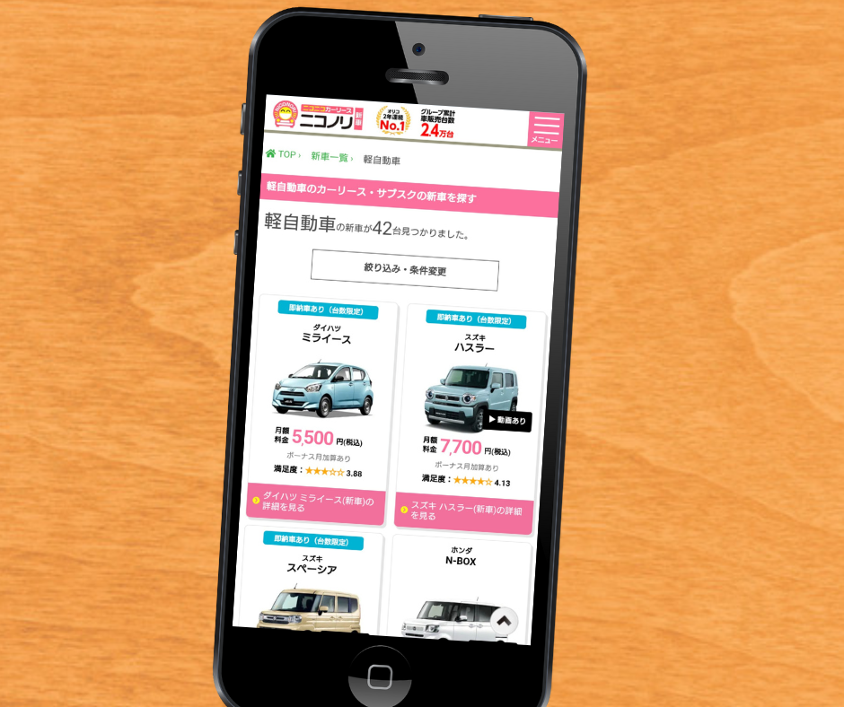 軽自動車　カーリース　5000円　ニコノリ