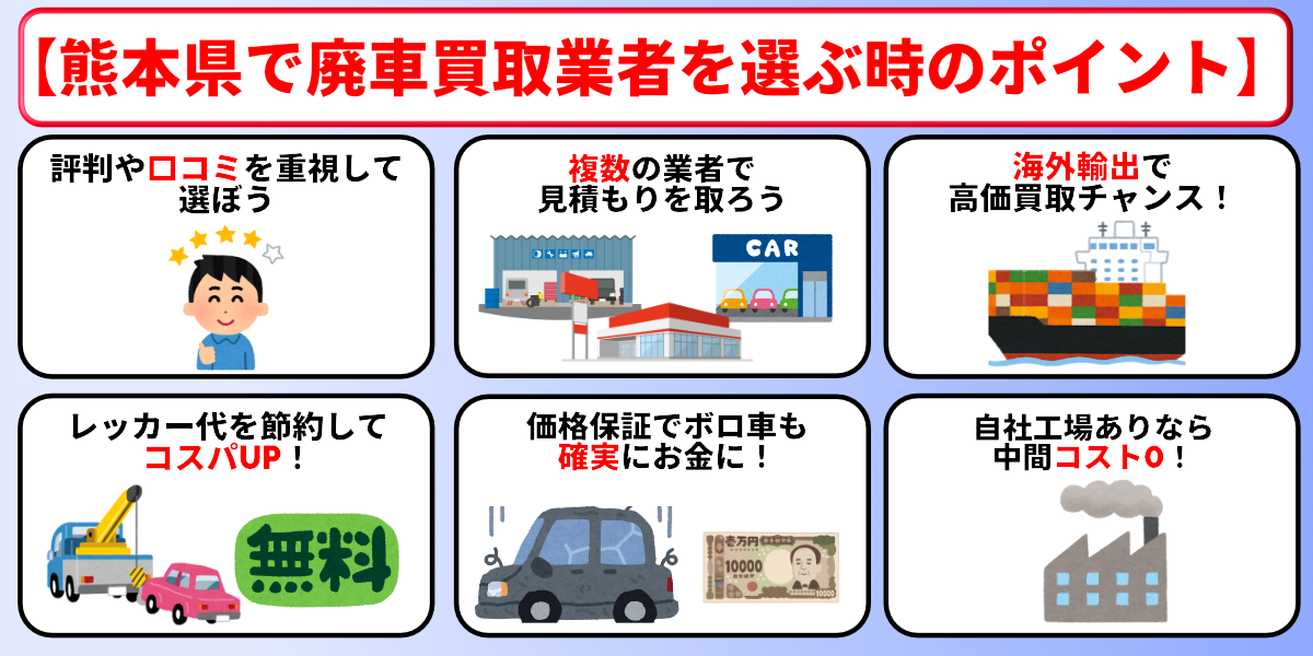 廃車買取　熊本県　おすすめ　選び方
