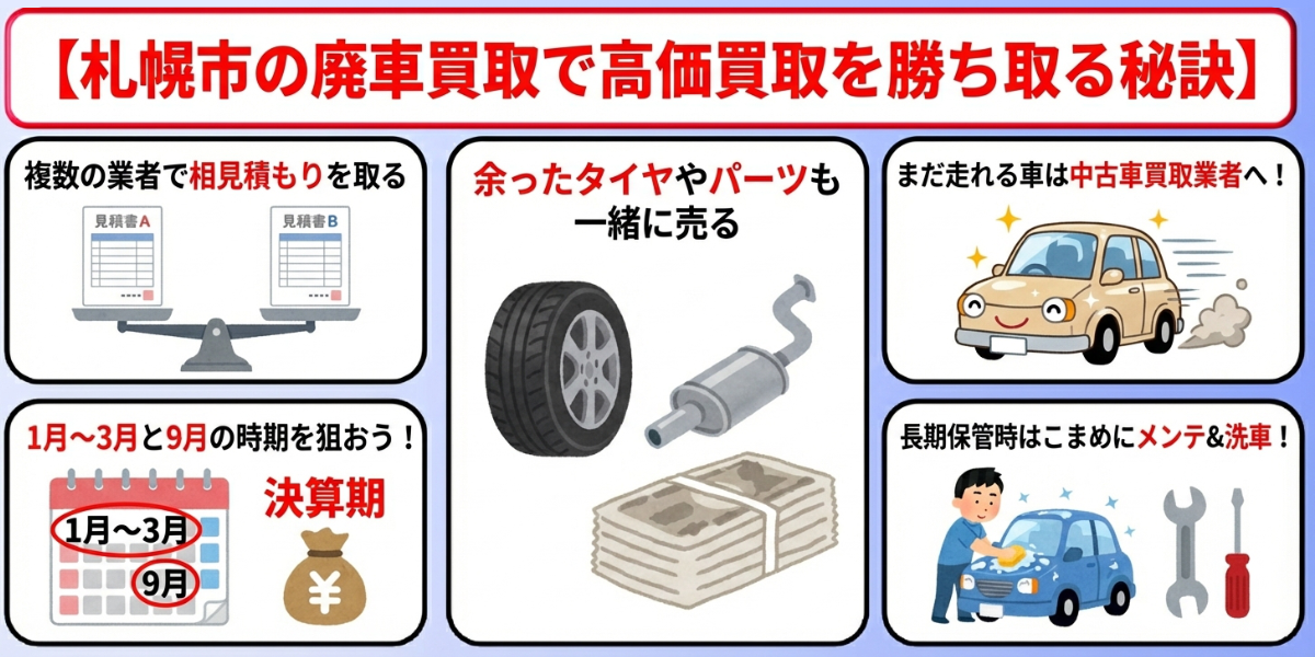 廃車買取　札幌市　高価買取　高く売る