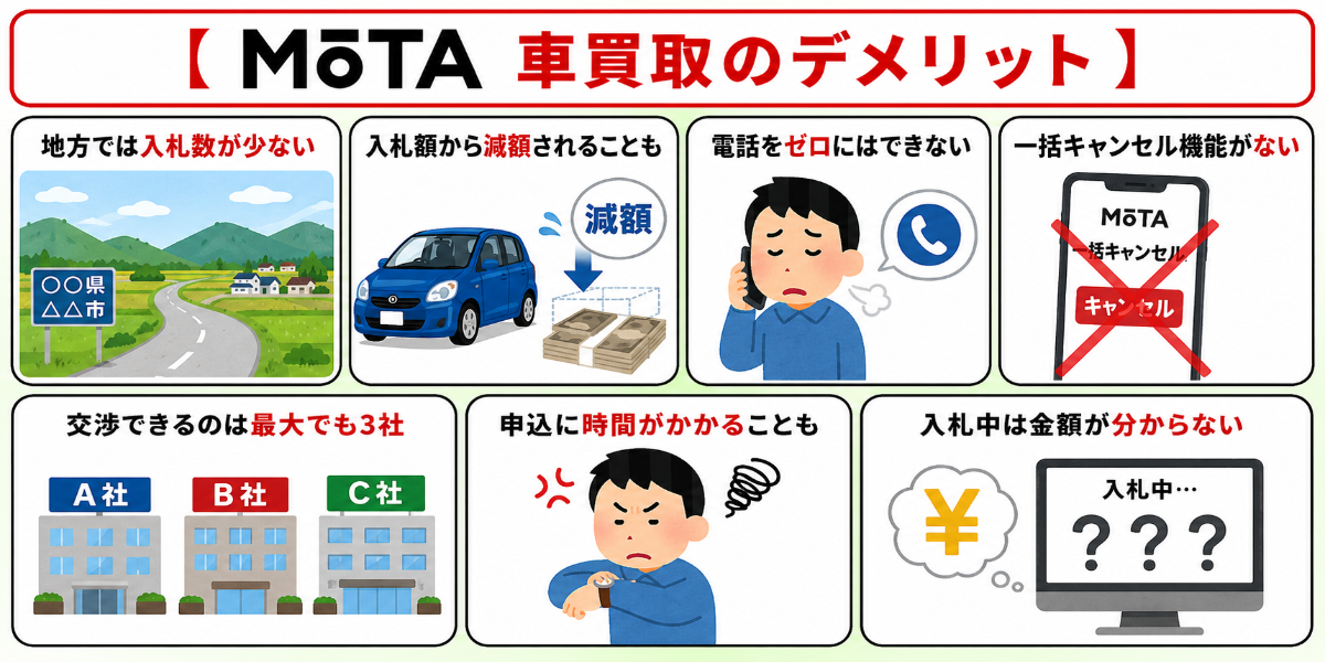 MOTA車買取　評判　口コミ　デメリット