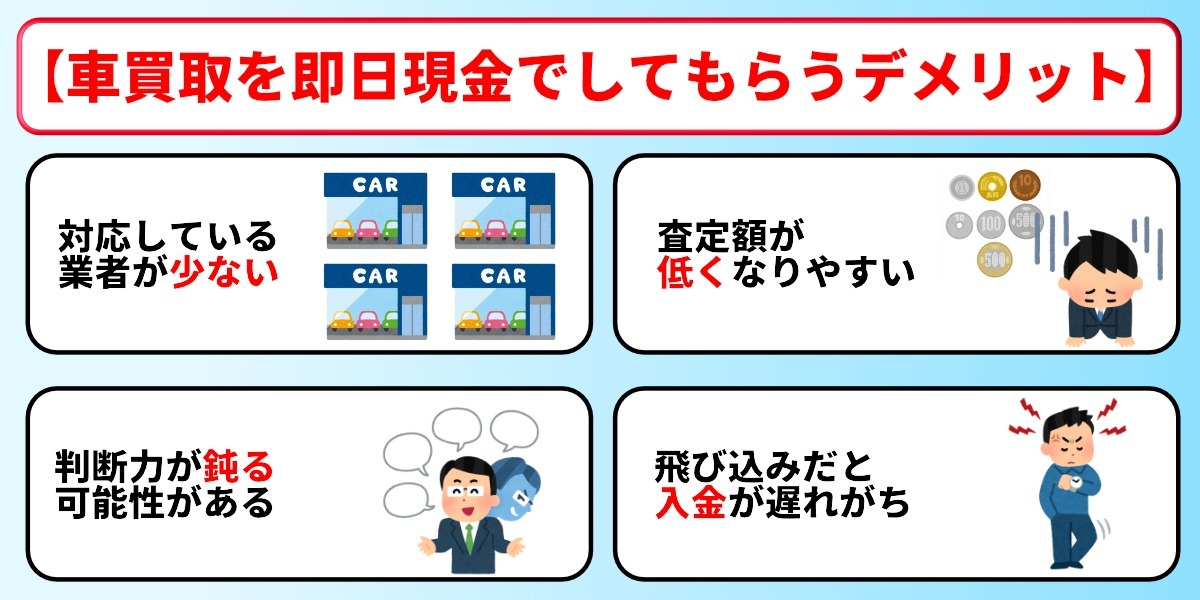 車買取　即金　デメリット