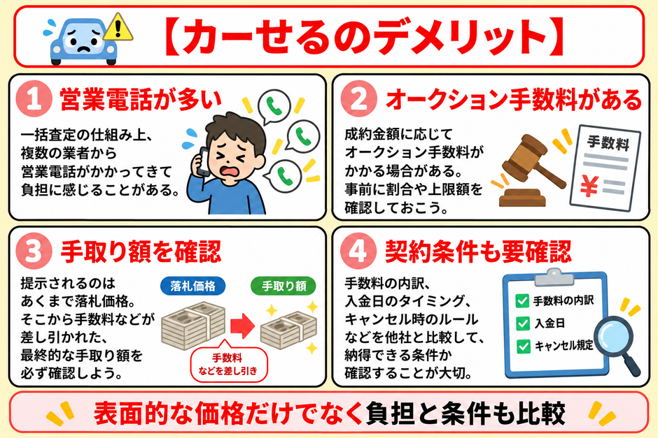 カーせる　車買取　デメリット